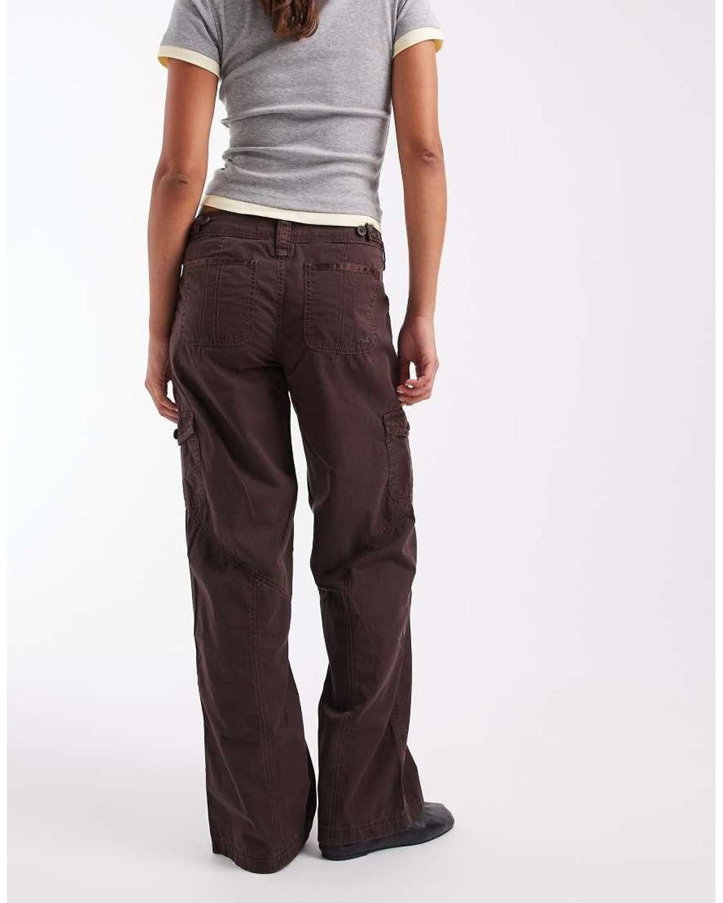 Hollister Brown Low Rise Wide Leg Adjustable Waist Pants