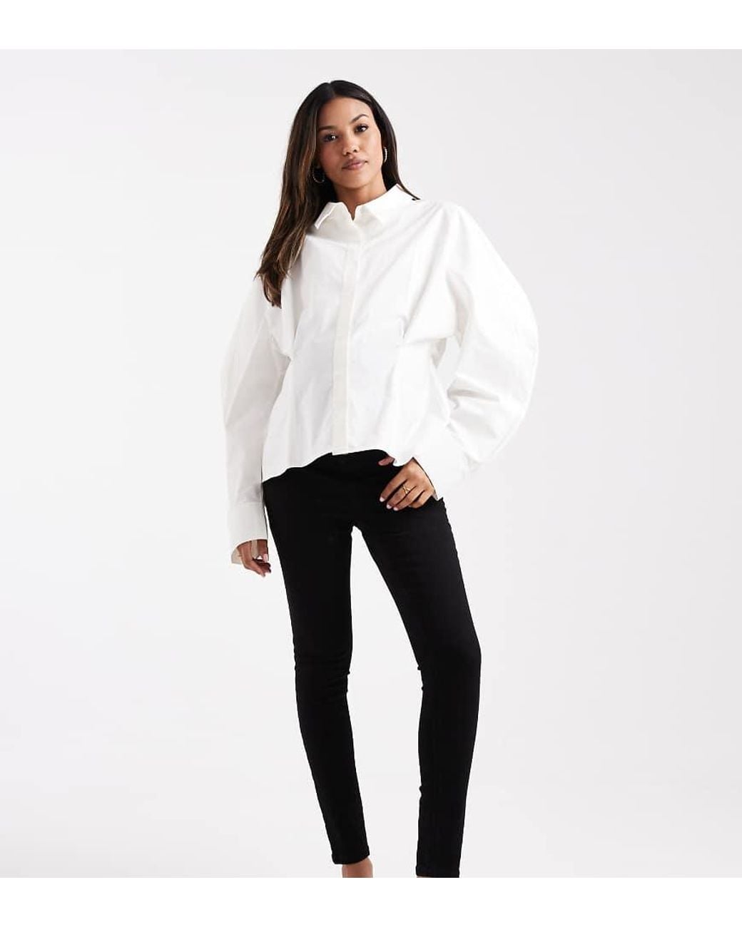 Vaqueros Negros De Corte Pitillo Con Banda Por Encima Del Vientre De Asos Design Maternity ASOS de color White