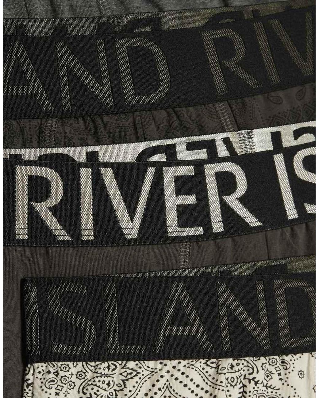 River Island Black Paisley Bandana Print Pack Of 5 Trunks for men