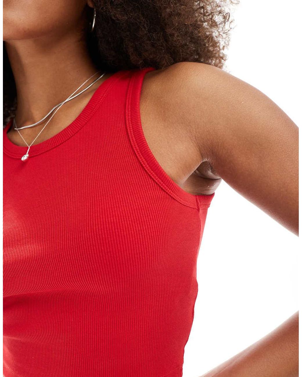 JJXX Red Fallon Ribbed Cropped Vest