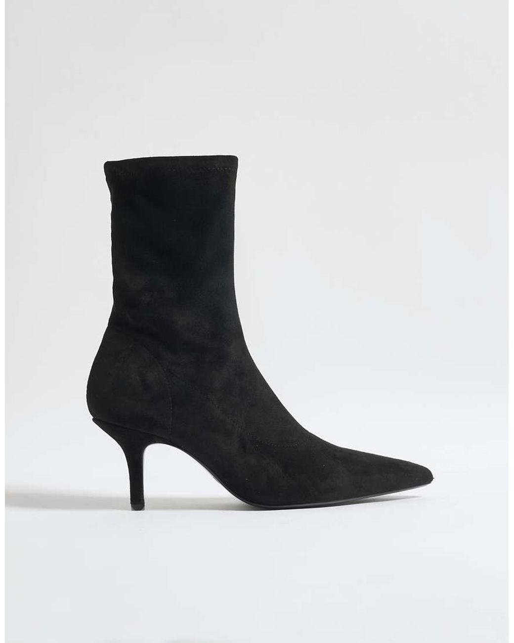 River Island Black High Sock Heeled Ankle Boots