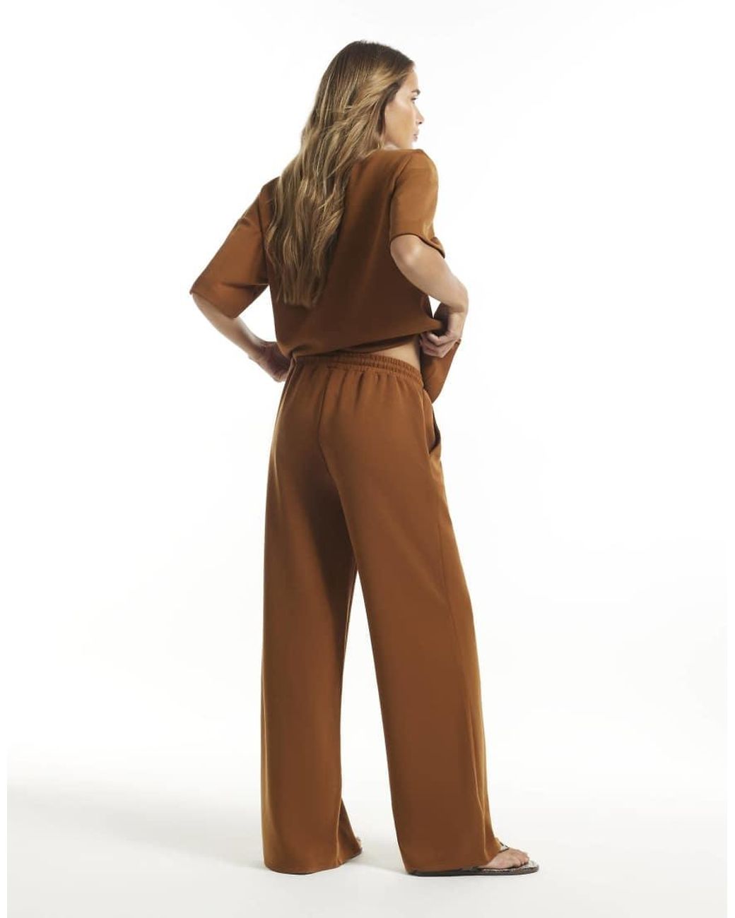 River Island Brown Premium Wide Leg Joggers