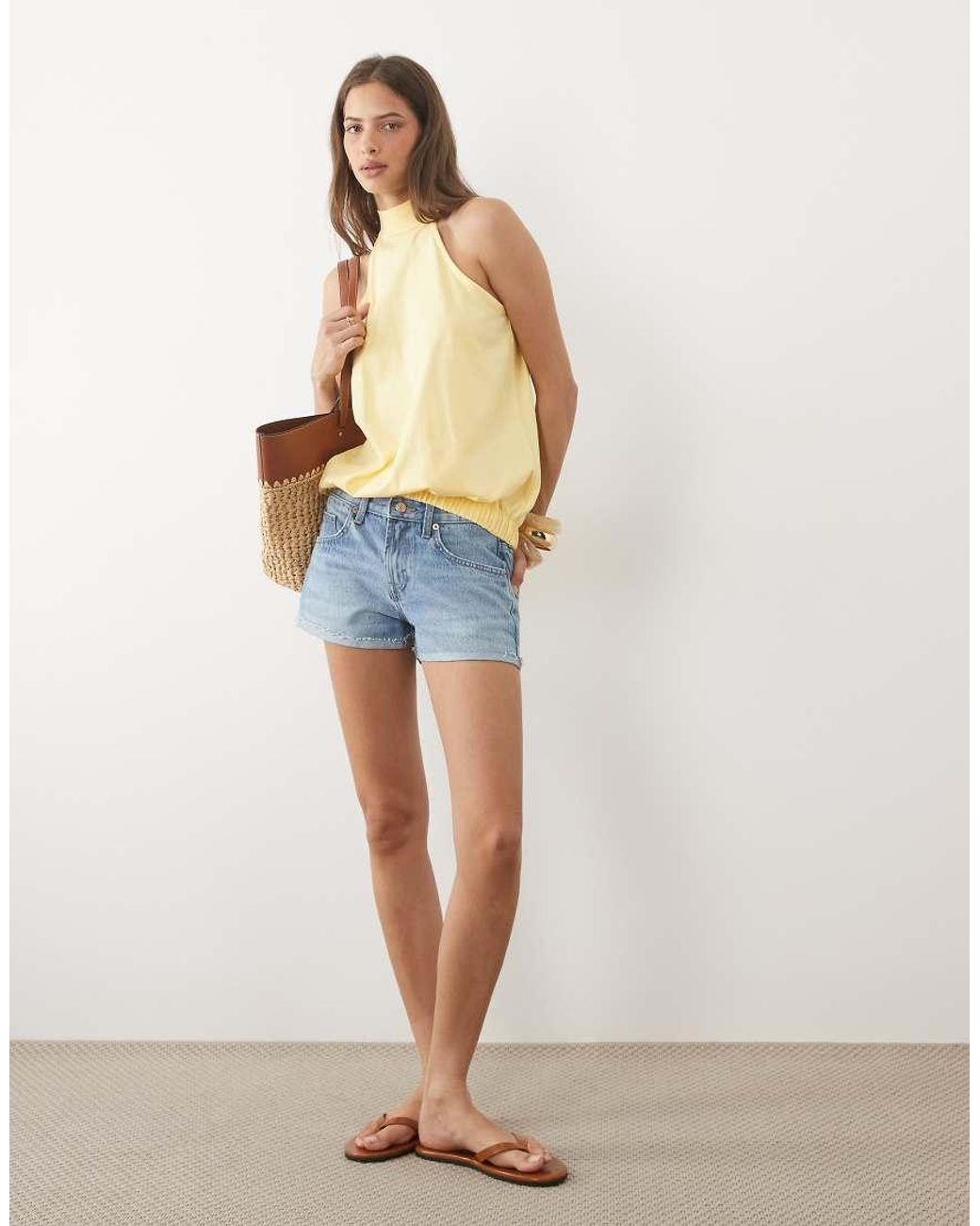 ASOS Yellow Bubble Halter Neck Top
