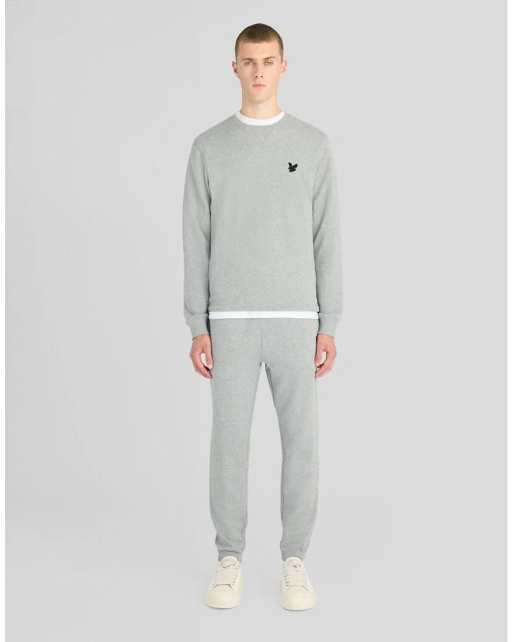 Lyle & Scott Gray Mid Bottoms Textured Eagle Sweatpant for men