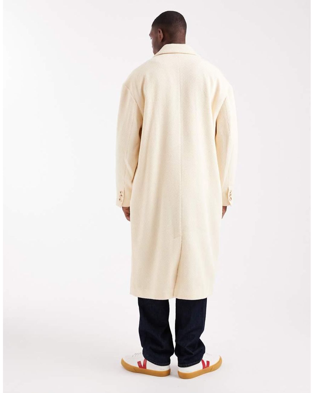 ASOS White Oversized Long Wool Look Overcoat for men