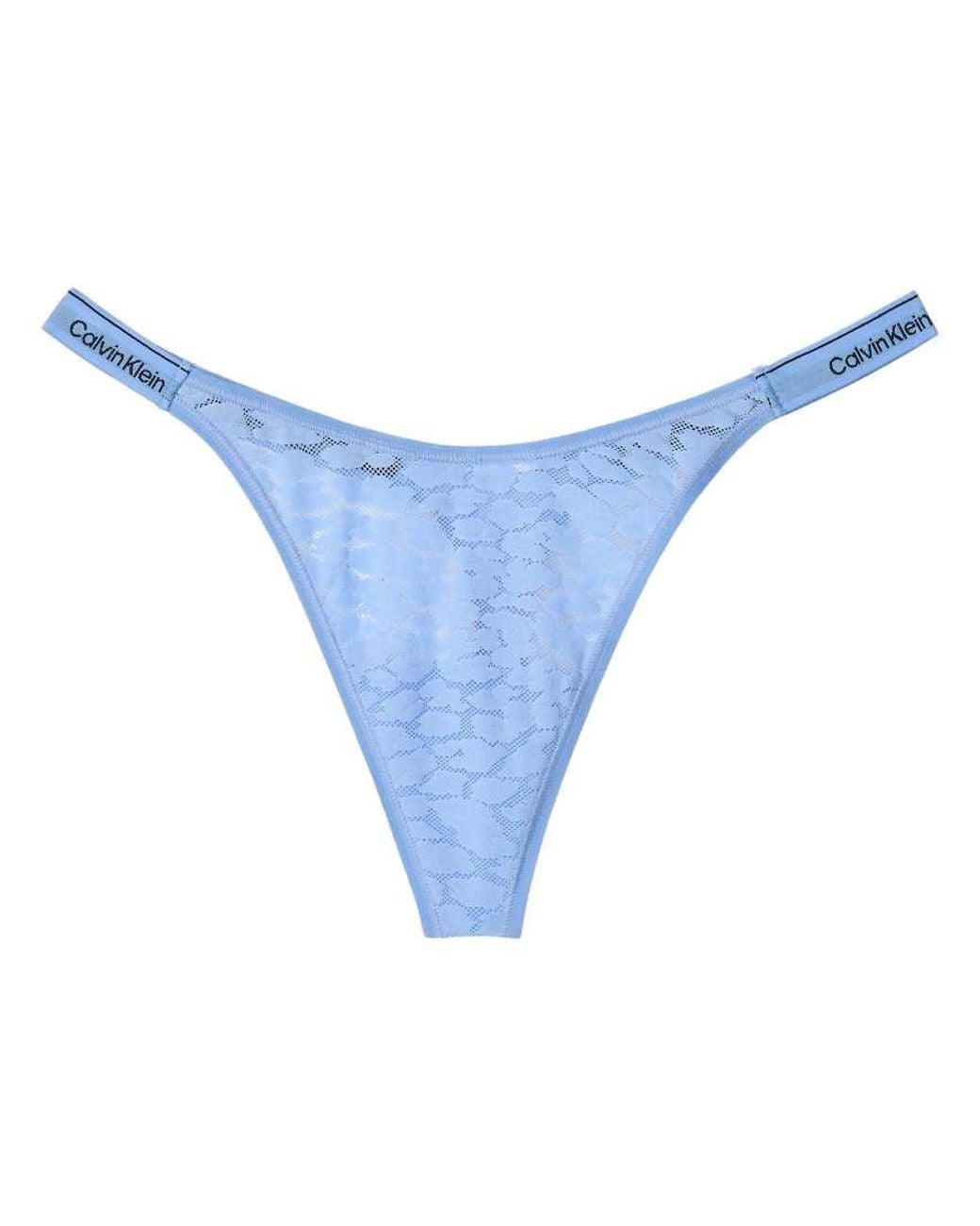 Calvin Klein Icon Lace String Dipped Thong in Blue | Lyst UK