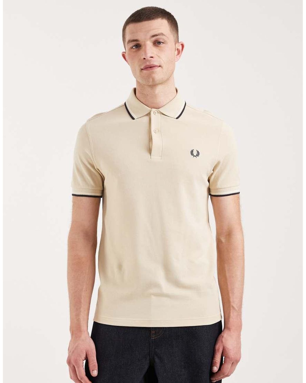 Fred Perry Natural Twin Tipped Logo Polo Shirt for men