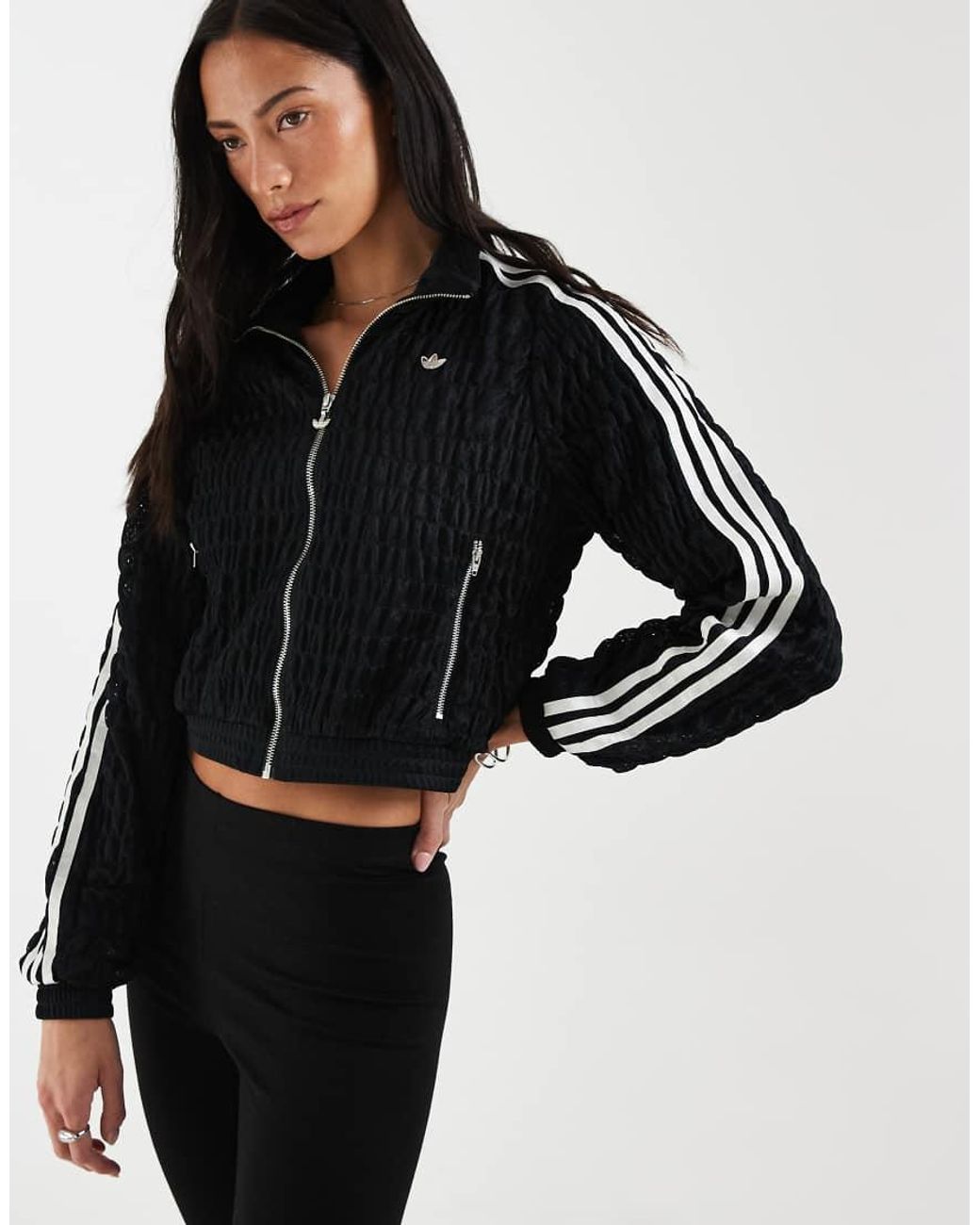 Adidas Originals Black Shirred Track Jacket