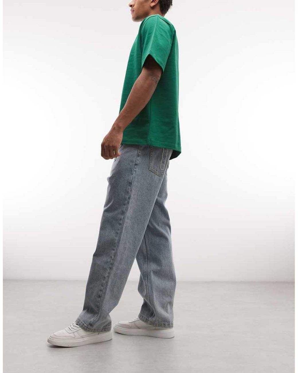 ICECREAM Green Scoop Denim Jeans With Running Dog Appliqué for men