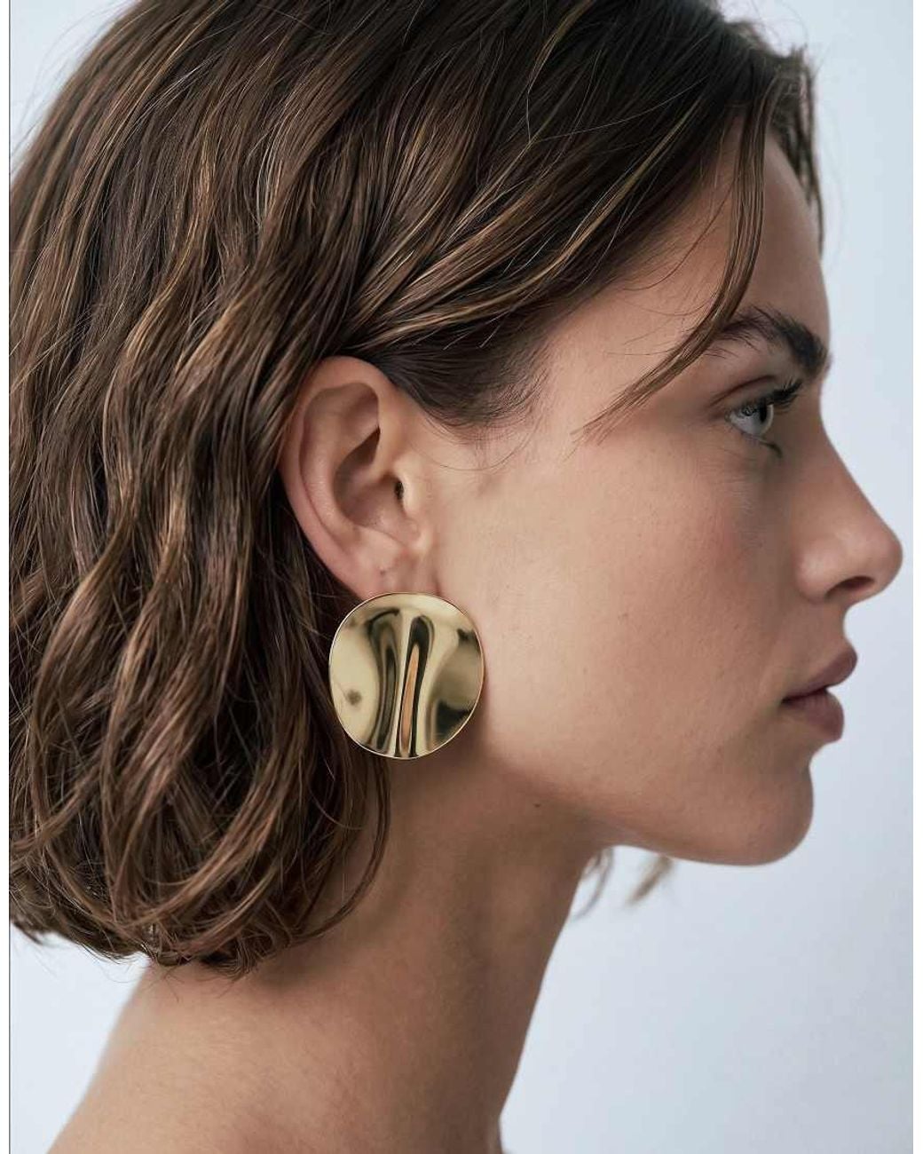 ASOS Natural Stud Earrings With Large Hammered Oval Design