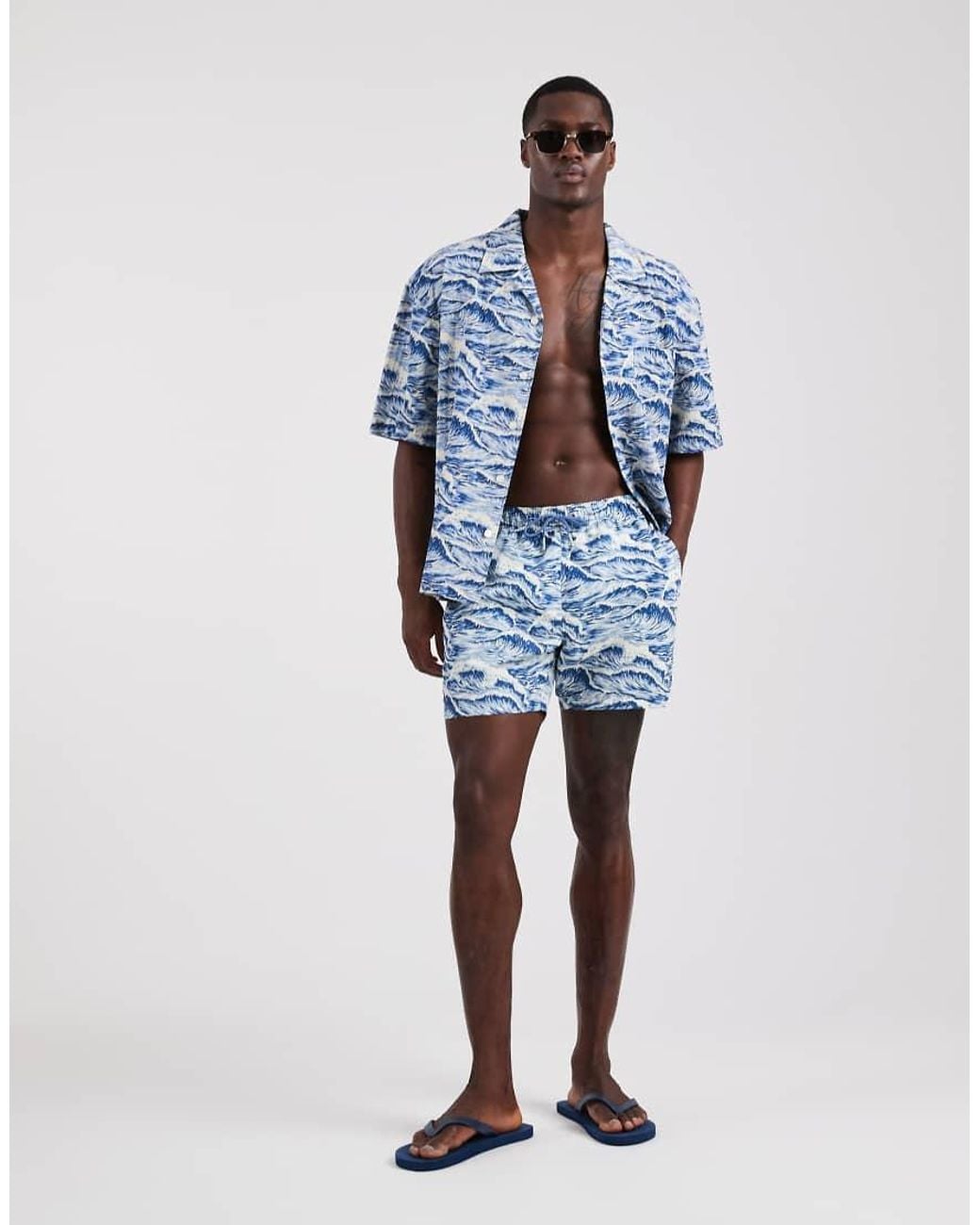 Gant Blue Wave Print Swim Shorts for men