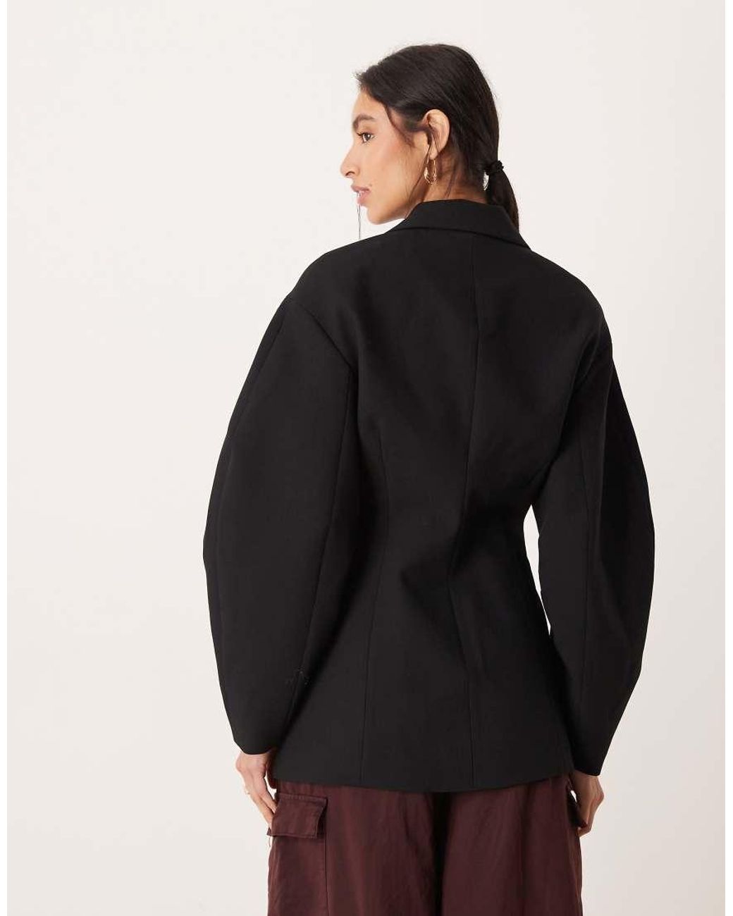 ASOS Blue Tailored Collar Cinch Waist Jacket