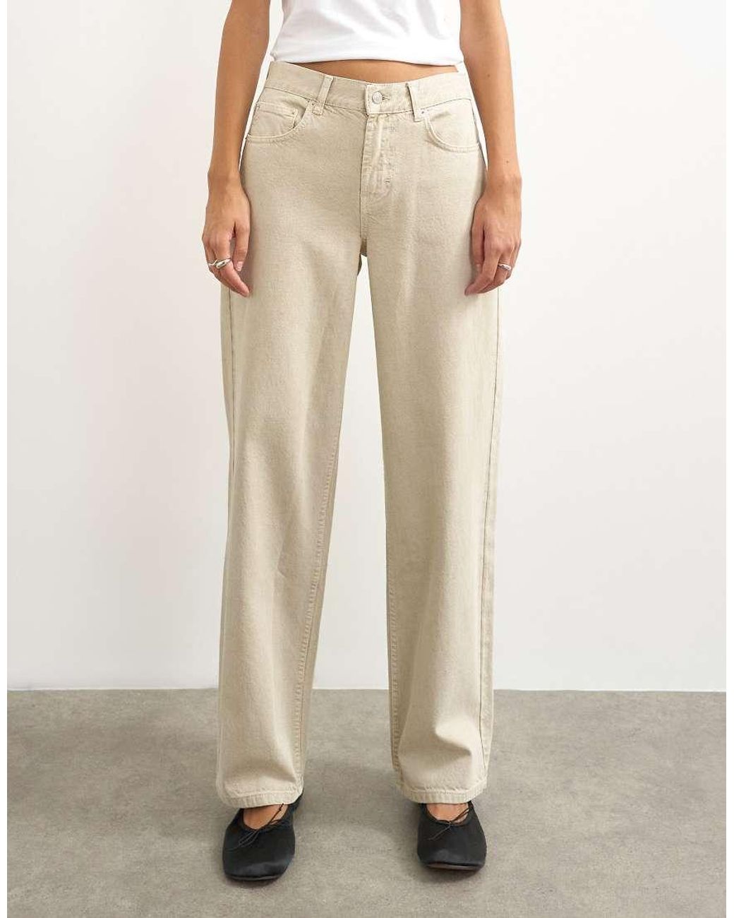 TOPSHOP Natural Cinch Low Rise Relaxed Jean
