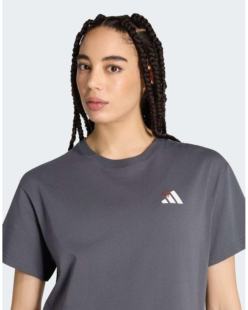 Adidas Originals Gray Embroidery Pack Loose Graphic T-shirt