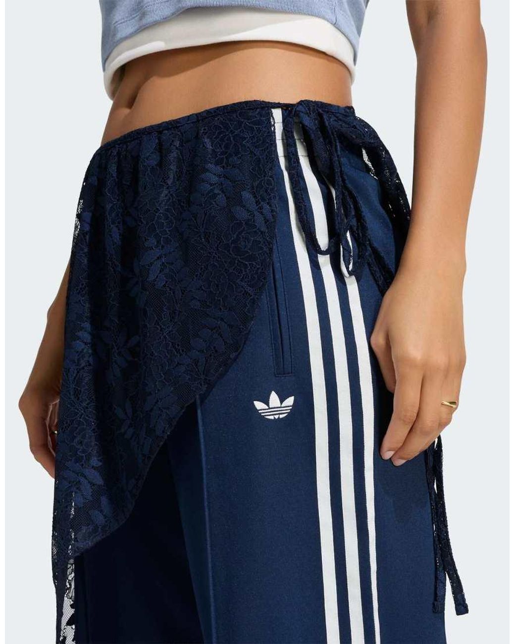 Adidas Originals Blue 2in1 Firebird Loose Track Pants With Lace Skirt
