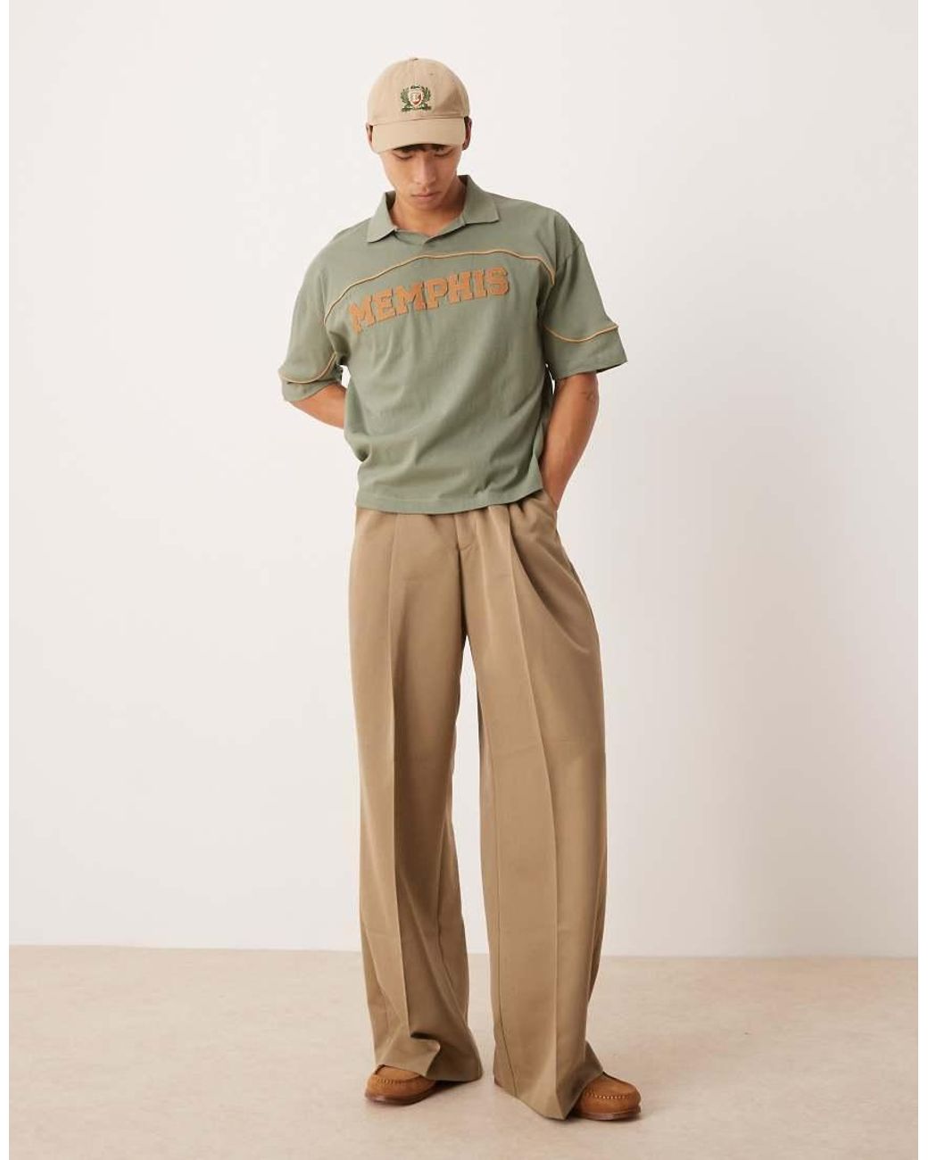 ASOS Green Boxy Oversized Polo With City Print for men