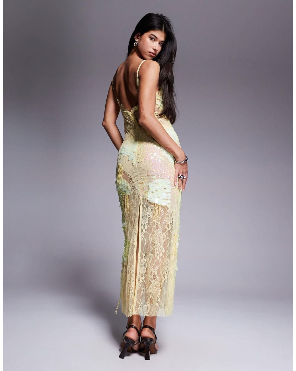 chinese dress ladies Better Believe Lace Insert Maxi Dress Black