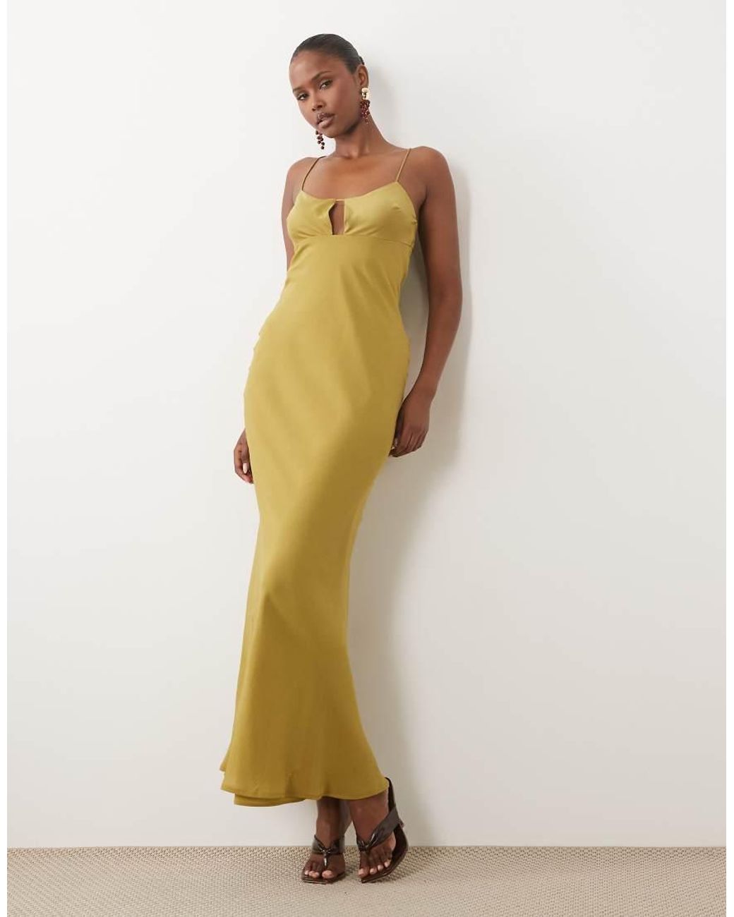 ASOS Metallic Satin Bust Bias Cut Maxi Dress