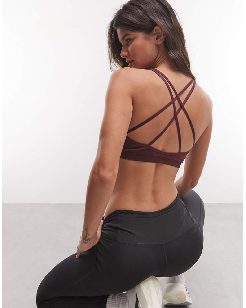 Adidas Originals Brown Adidas Training Workout Essentials Scrunch Light Support Sports Bra