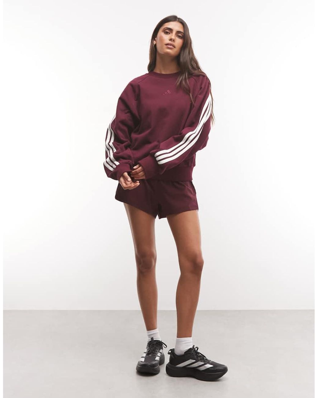 Adidas Originals Red Adidas Sportswear 3 Stripe Sweatshirt