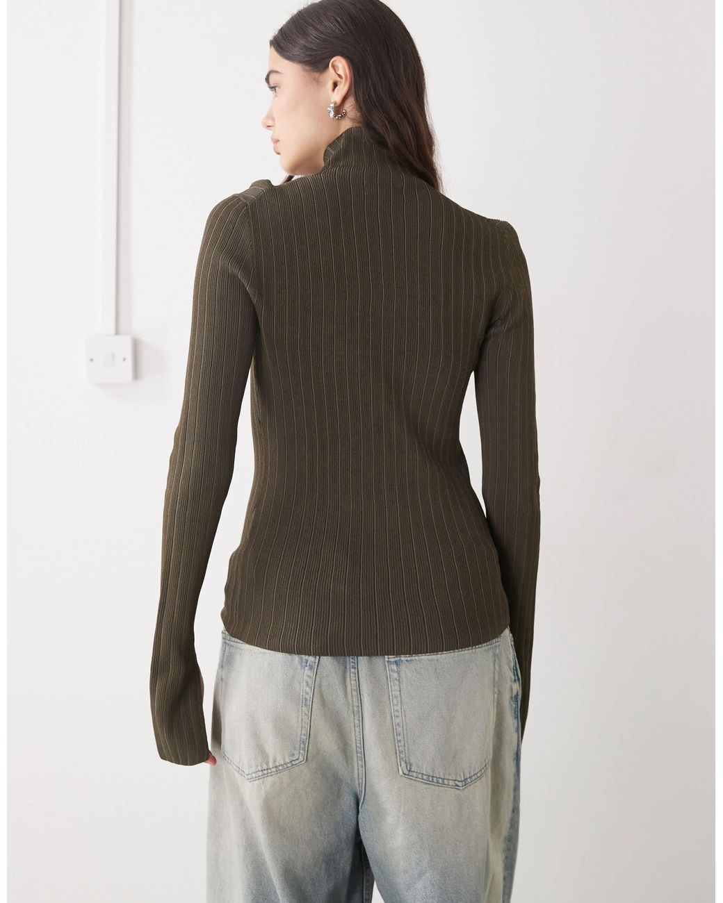 Weekday Gray Fitted Turtle Neck Jumper