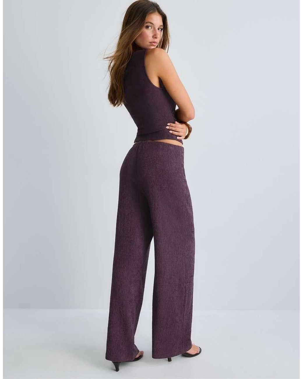 Stradivarius Blue Flowing Creased-Effect Trousers
