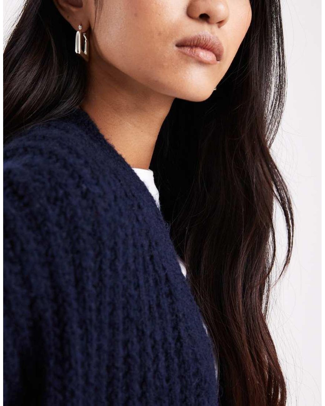 ASOS Blue Longline Fluffy Edge To Edge Cardigan