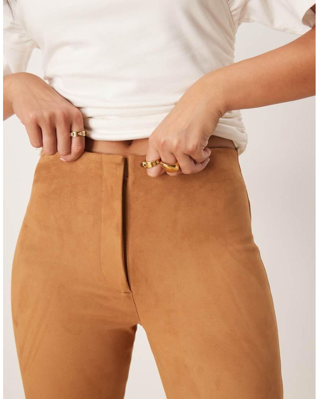 Abercrombie & Fitch Natural Vegan Suede Blaire Boot Trousers