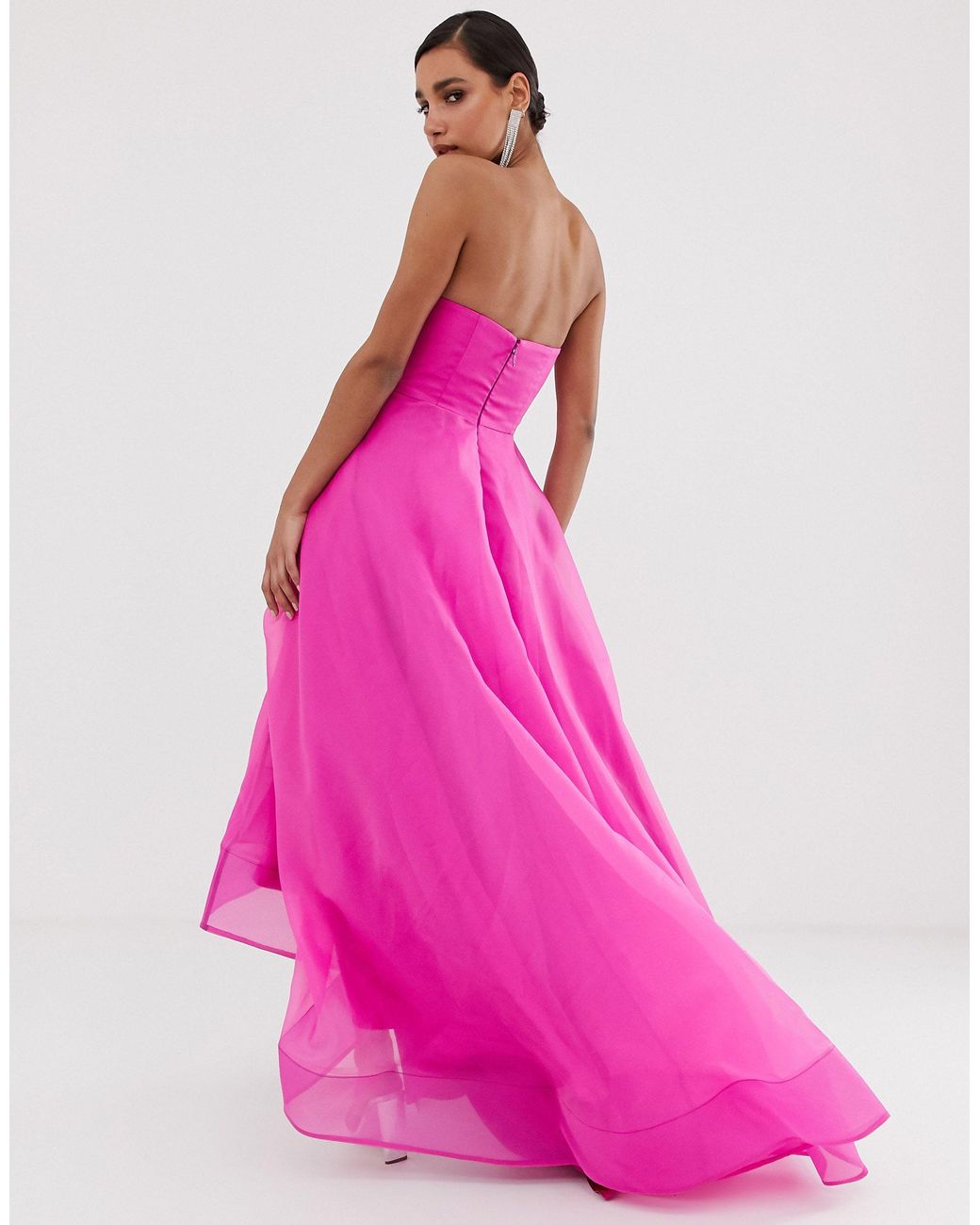 Bariano Full Maxi Dress With Organza Bust Detail in Pink | Lyst
