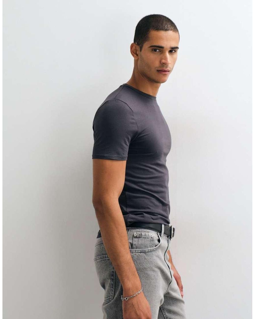 ASOS Blue Essentials Muscle Fit T-Shirt for men