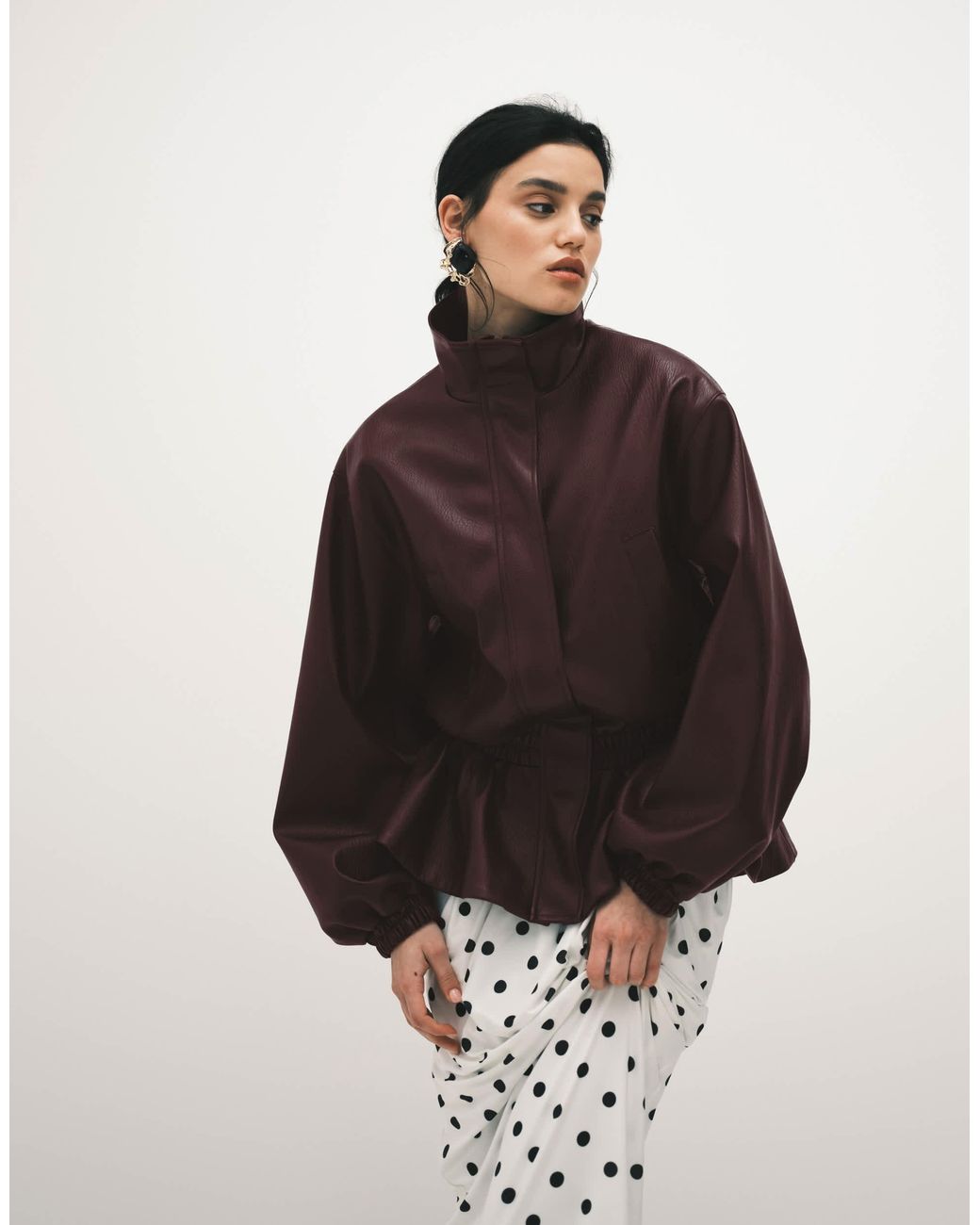 Drop Shape Jacket ASOS Drop Waist Cinched Leather Look Jacket in Black | Lyst