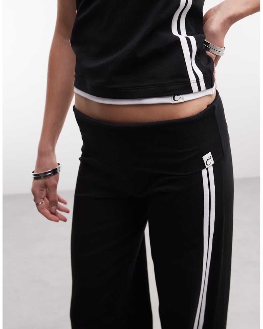 Collusion White Low Rise Flared Track Pant Co-ord