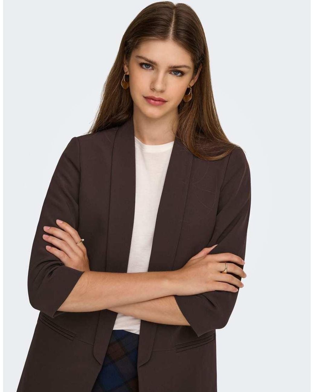 ONLY White Elly 3/4 Sleeve Blazer