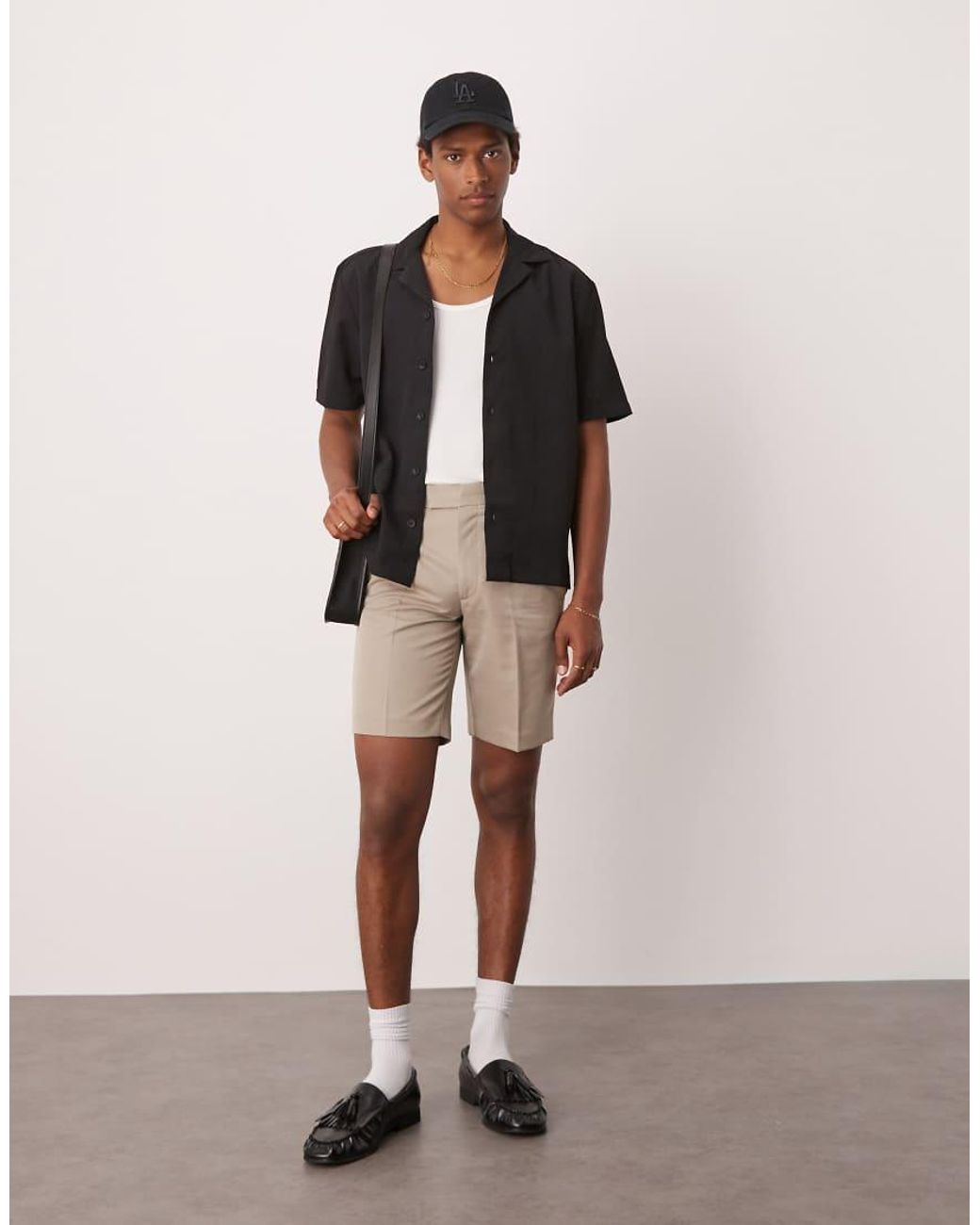 ASOS Natural Smart Straight Leg Shorts for men
