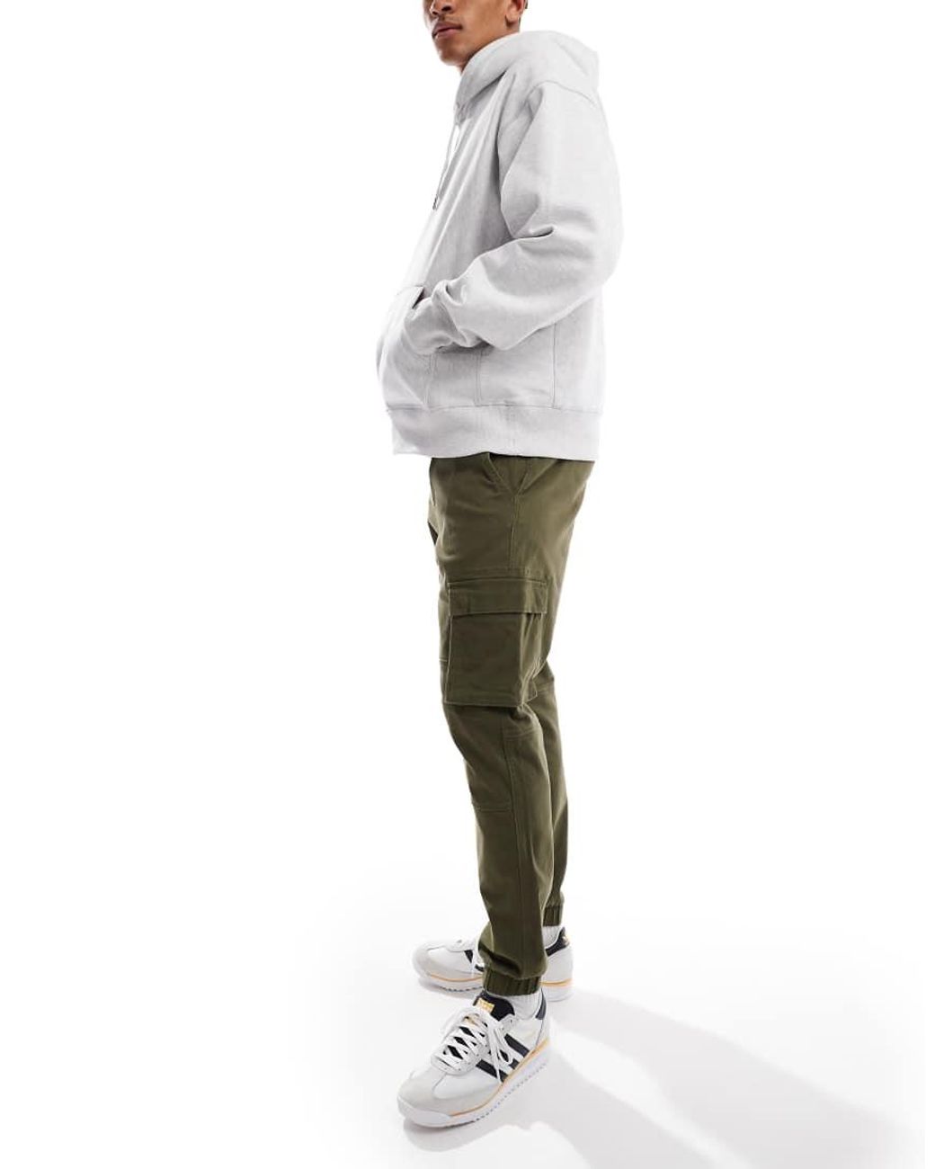 Only & Sons Green Tapered Fit Cargo Pants With Cuffed Bottom for men