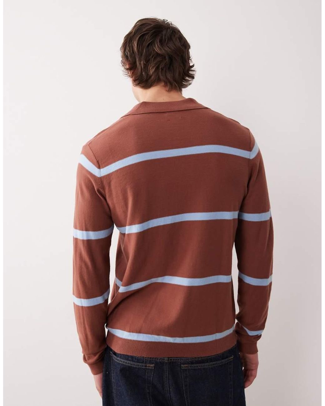 ASOS Red Knitted Long Sleeve Polo for men