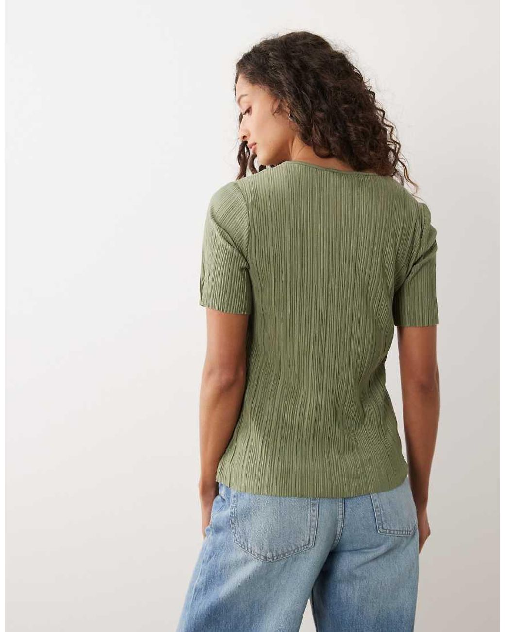 Vila Green Plisse T-shirt Co-ord