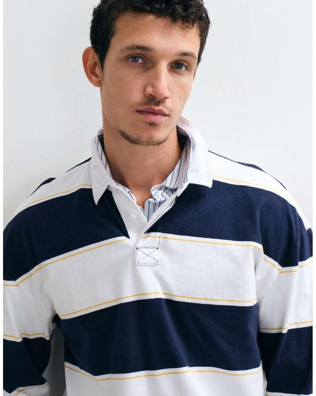 Hollister Blue Long Sleeve Rugby Polo for men