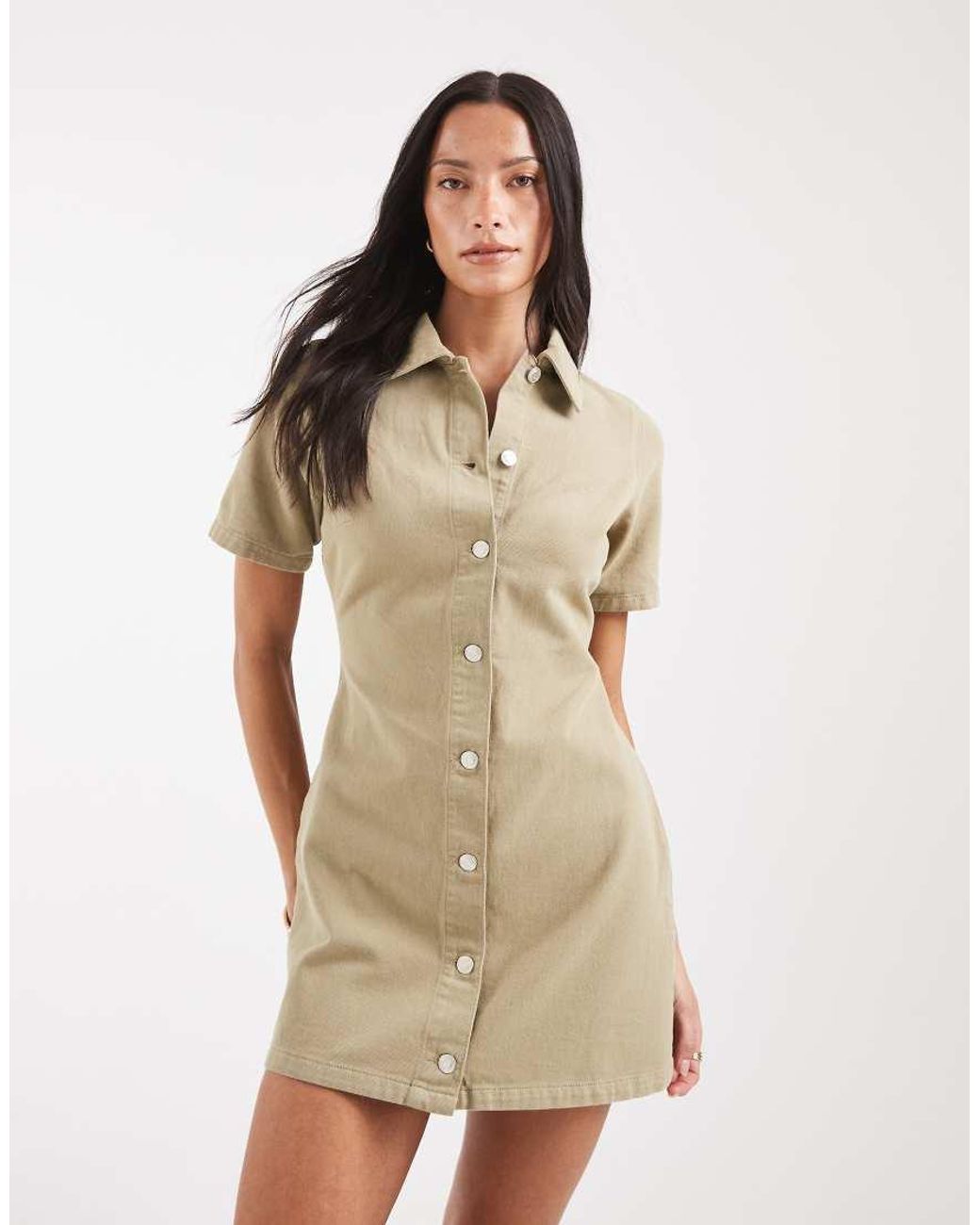 ASOS Natural Button Through Mini Dress