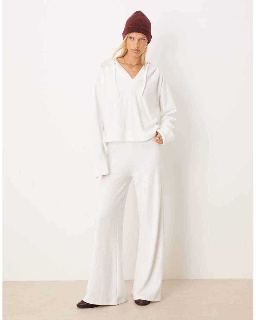 ASOS Natural Supersoft Hoodie With Turn Back Cuff Detail