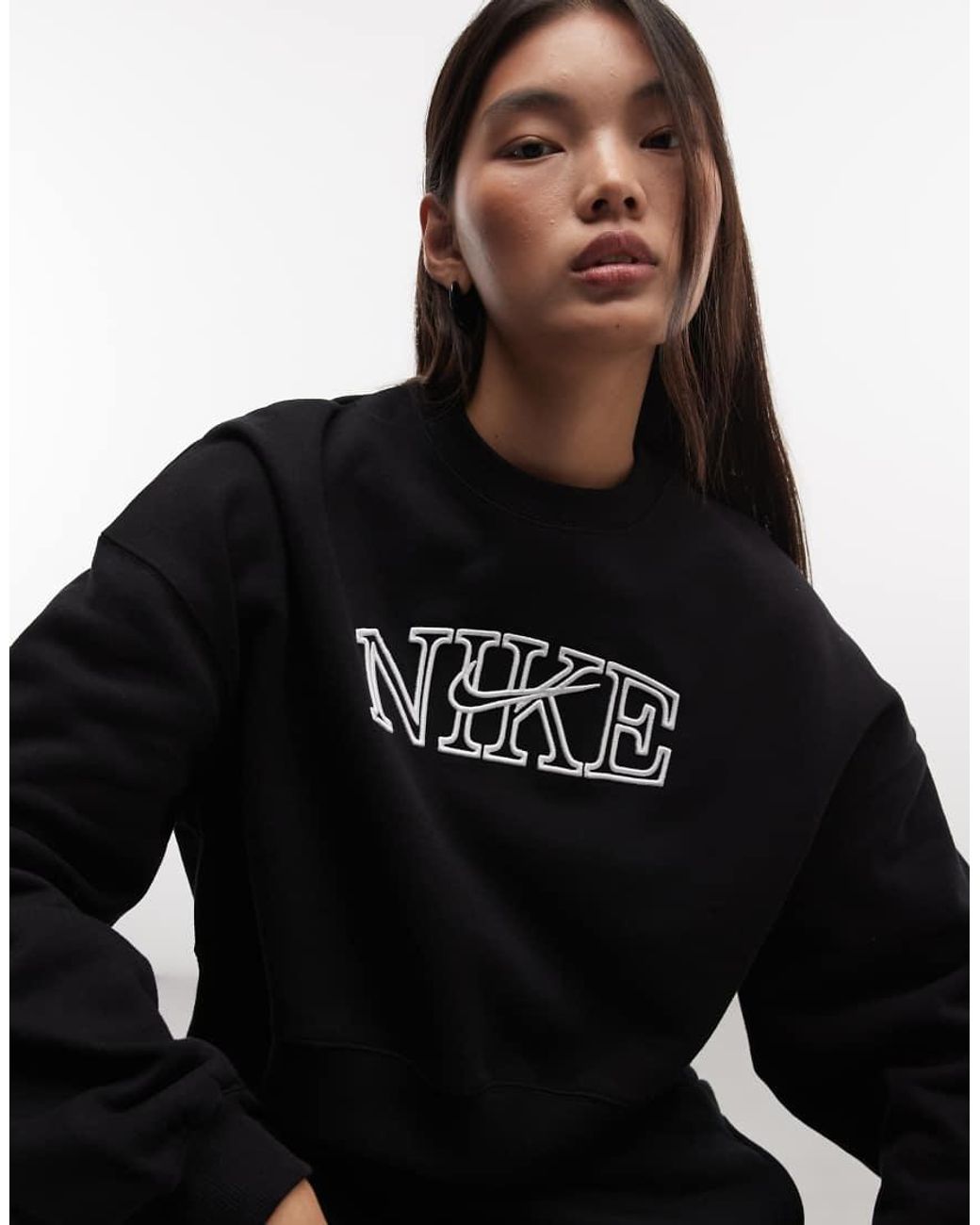 Nike Black Studio Fleece Mid-Weight Graphic Print Sweat