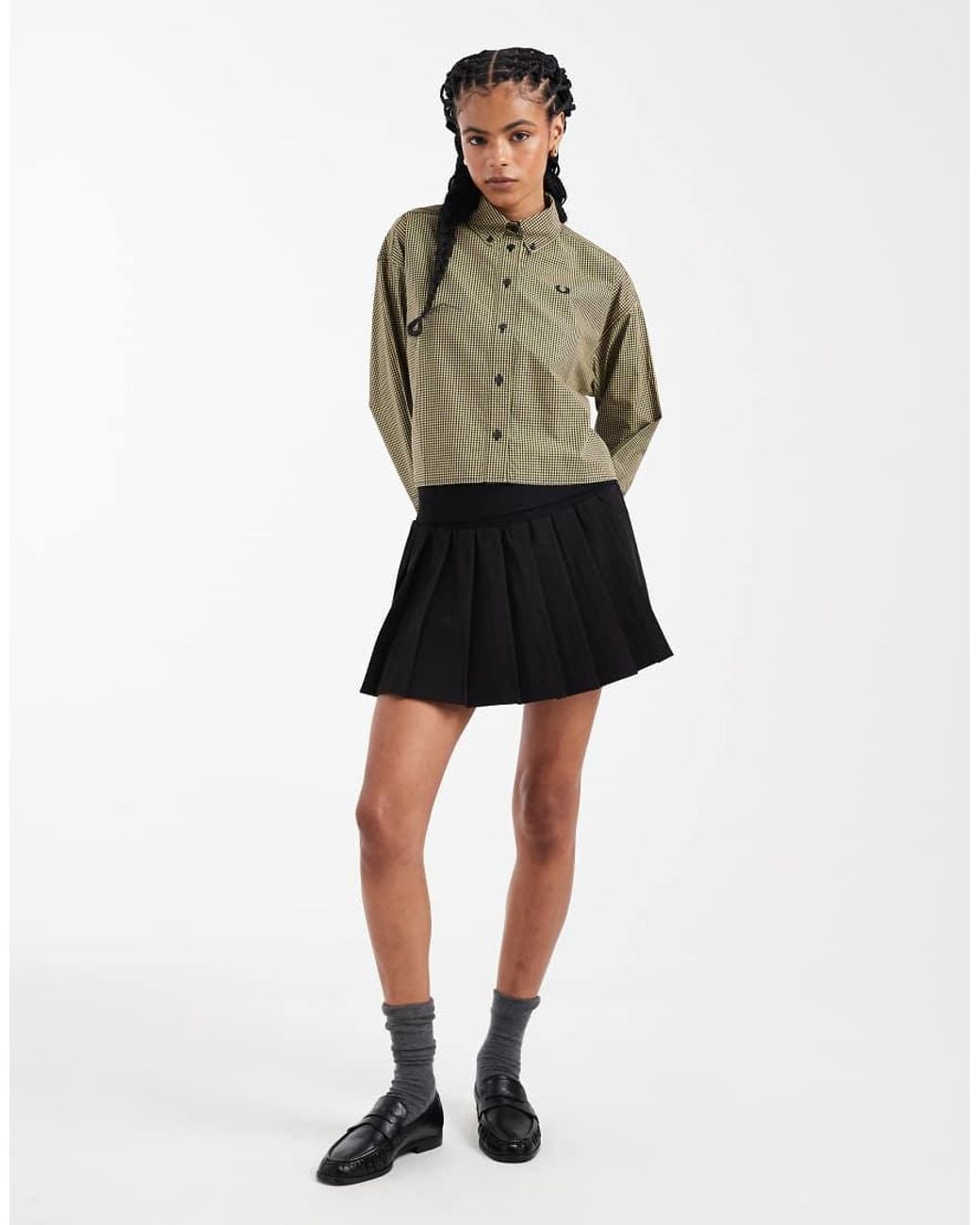 Fred Perry Black Long Sleeve Checkerboard Logo Shirt