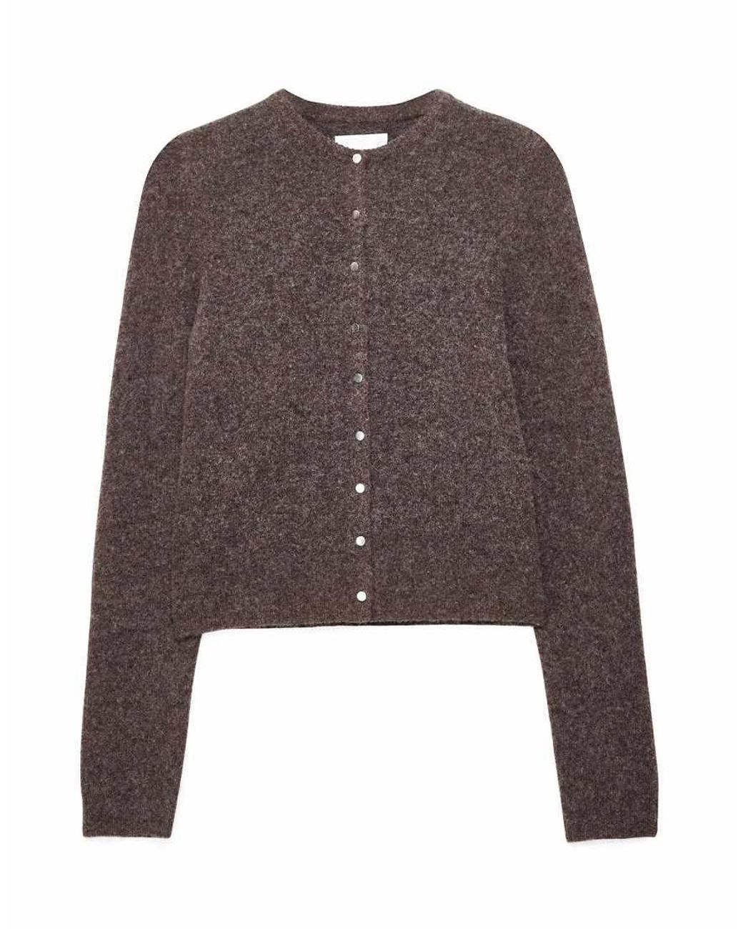 NA-KD Brown Wool Blend Button Round Neck Knitted Cardigan