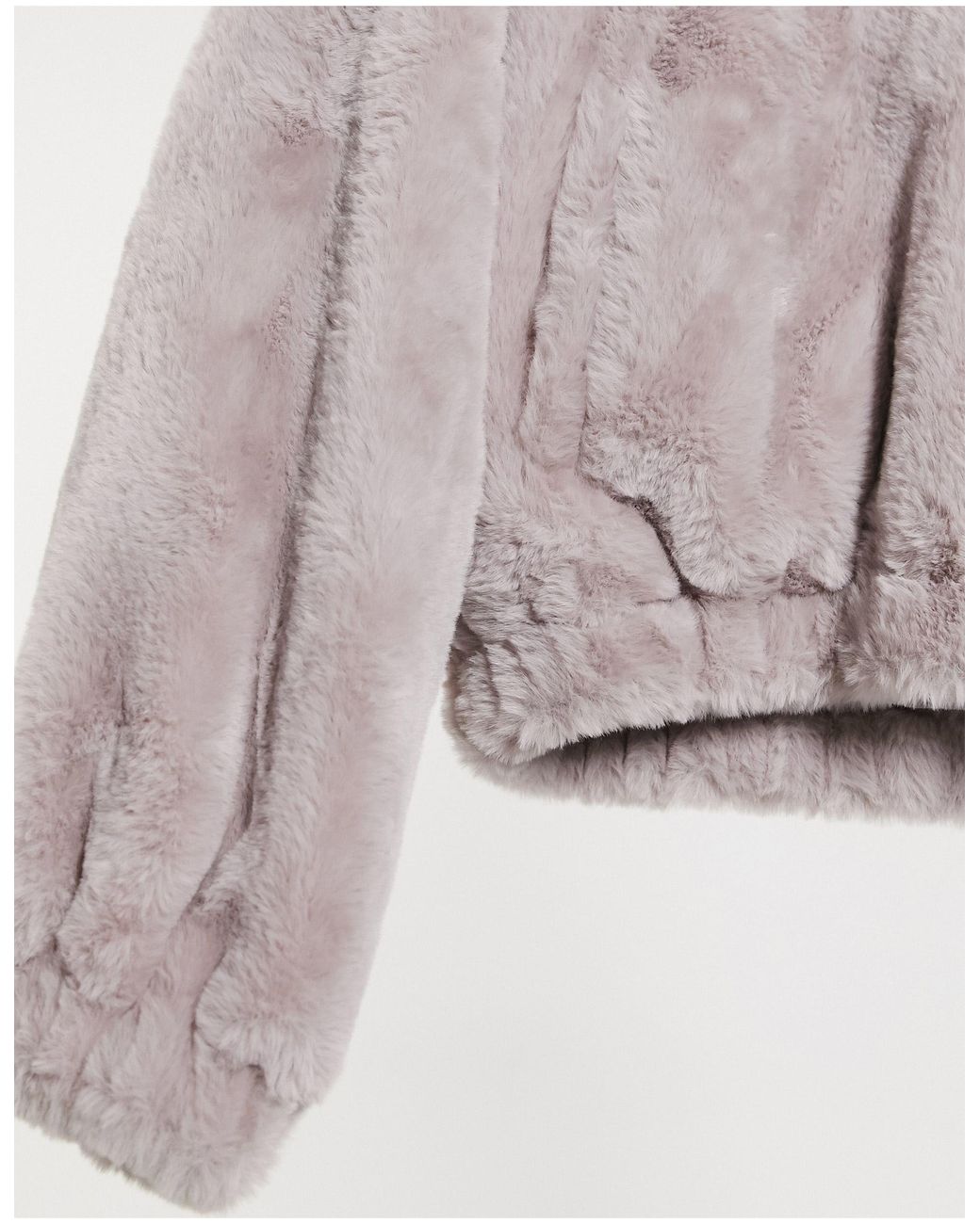 Bershka Synthetic Faux Fur Cropped Jacket in Purple | Lyst