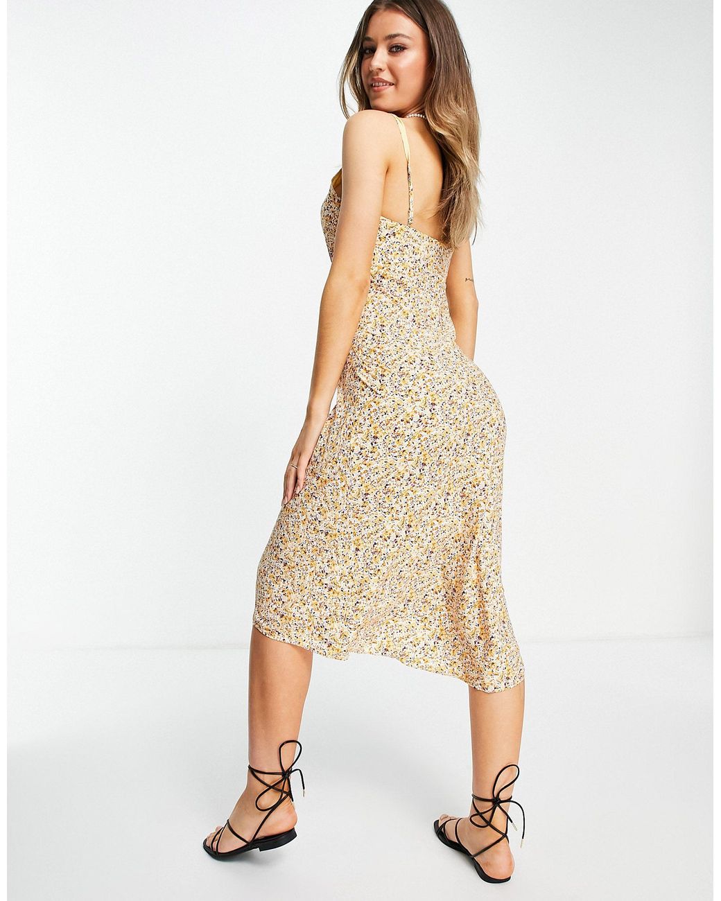 Abercrombie & Fitch Midi Slip Dress in Yellow | Lyst UK