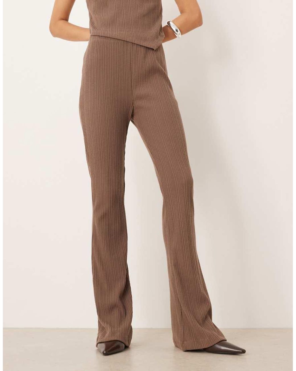 ASOS Natural Brushed Mixed Rib Trouser Co-ord