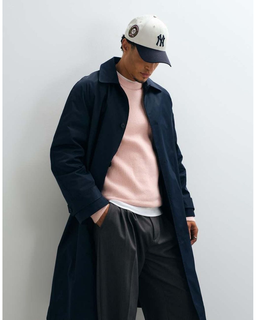 ASOS Oversized Trenchcoat in het Blue voor heren