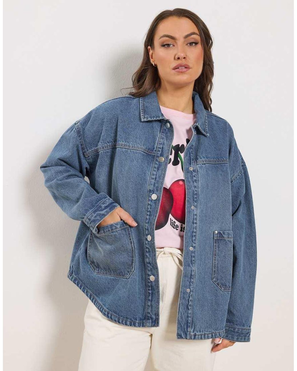 Yours Clothing Blue Denim Shacket