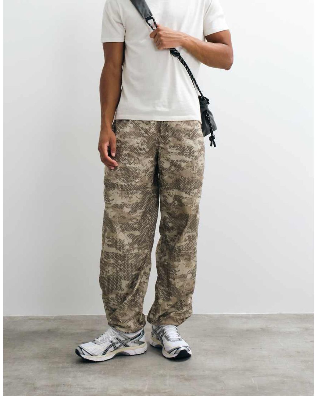 No Problemo Gray Nylon Straight Leg Tree-Like Printed Trousers for men