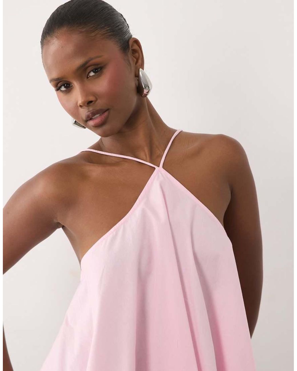ASOS Pink Volume Halterneck Cami